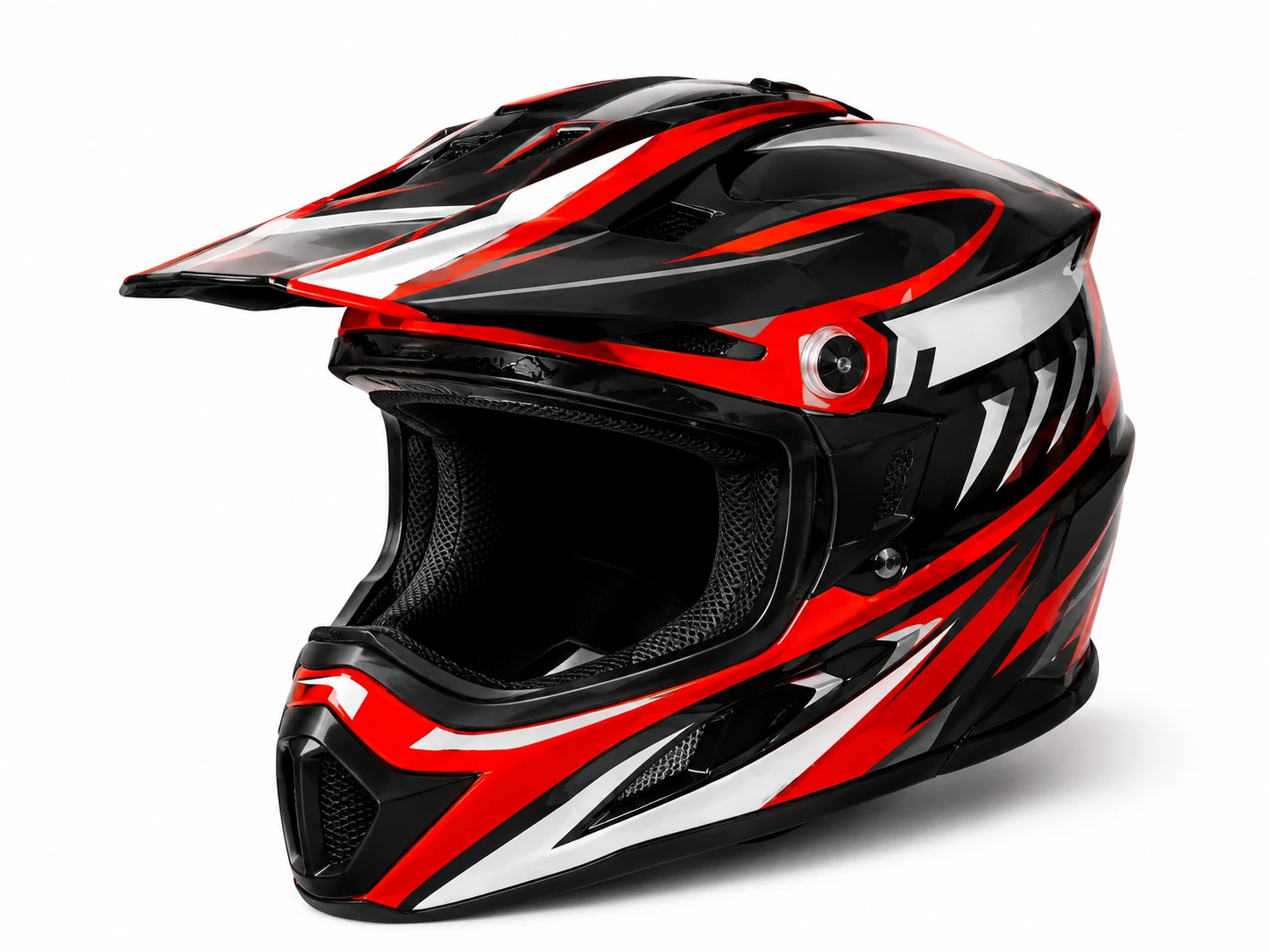 Capacete infantil de motocross vermelho e preto
