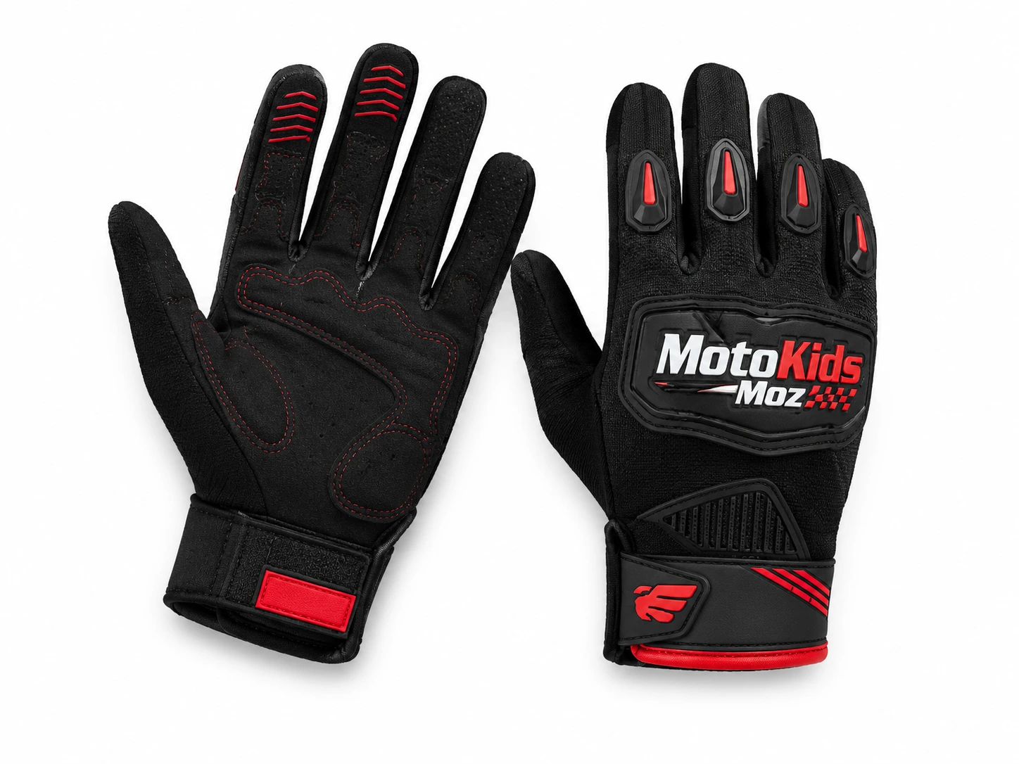 Par de luvas pretas MotoKids